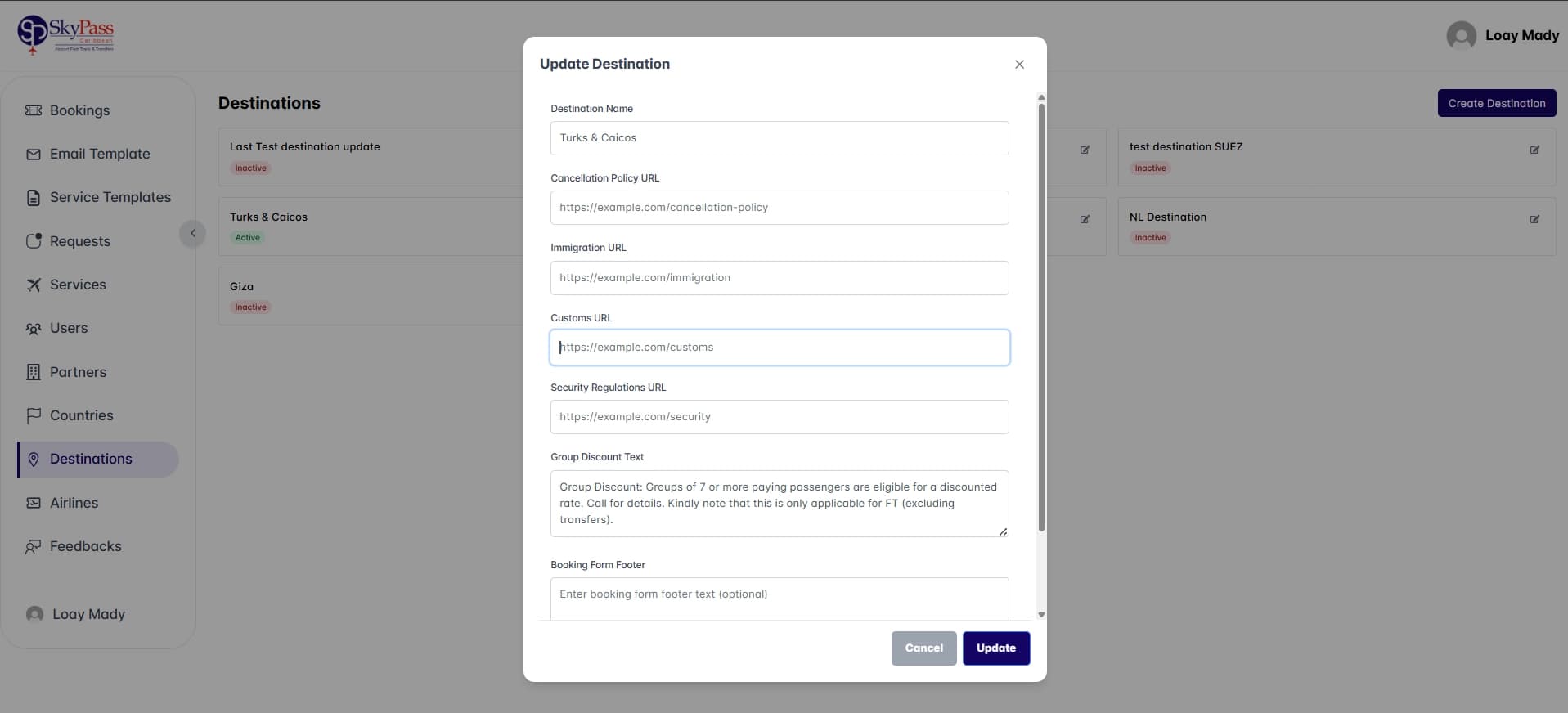 Destination Configuration