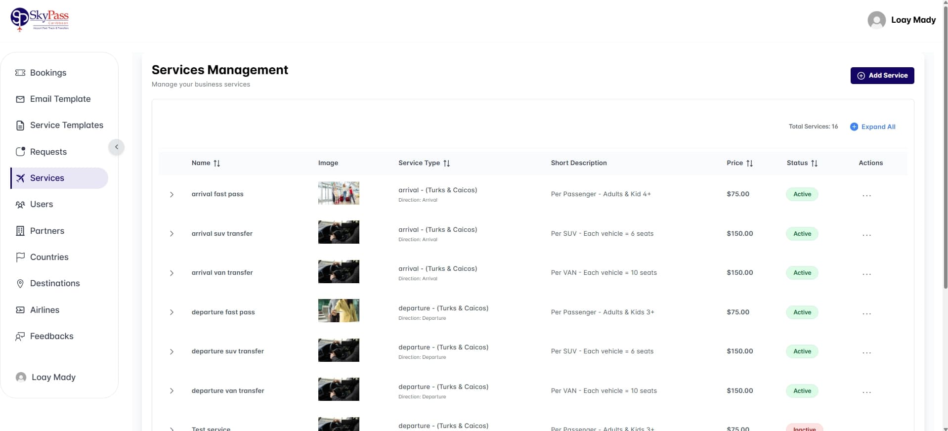 Services Management Dashboard